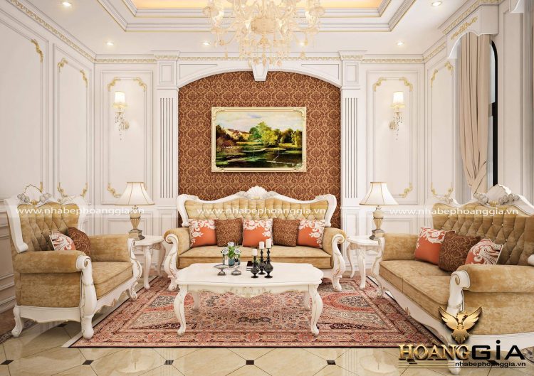 thiết kế phòng khách Luxury tân cổ điển đẳng cấp 2022