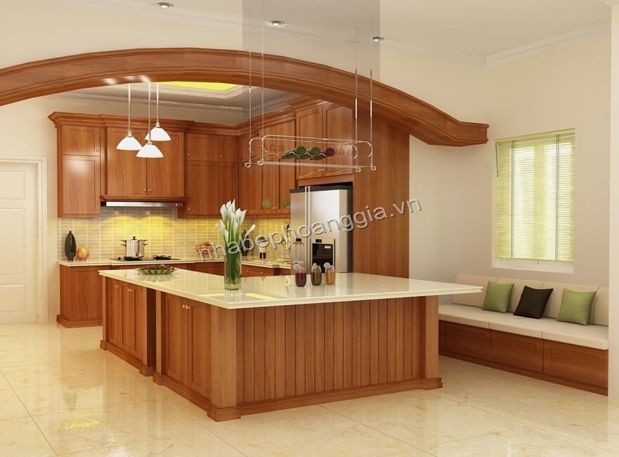 tủ bếp hiện đại gỗ tự nhiên