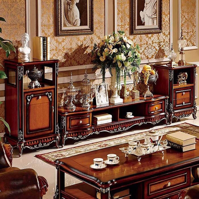 kệ tivi phòng khách tân cổ điển