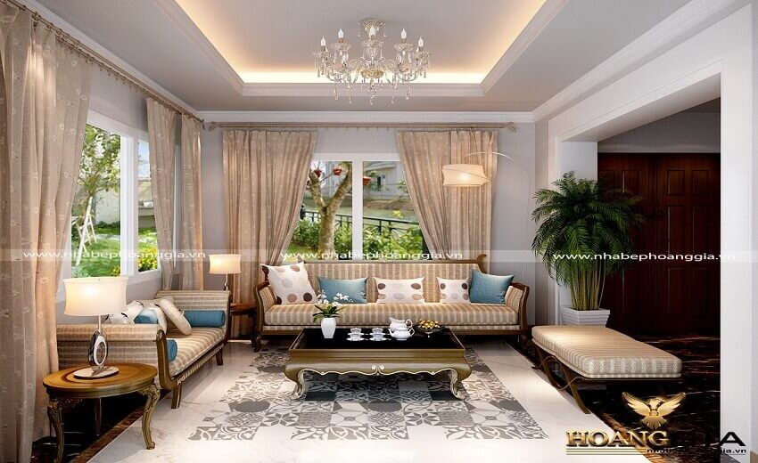 phòng khách biệt thự tân cổ điển đẹp