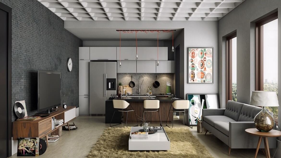 phòng khách kết hợp phòng ăn