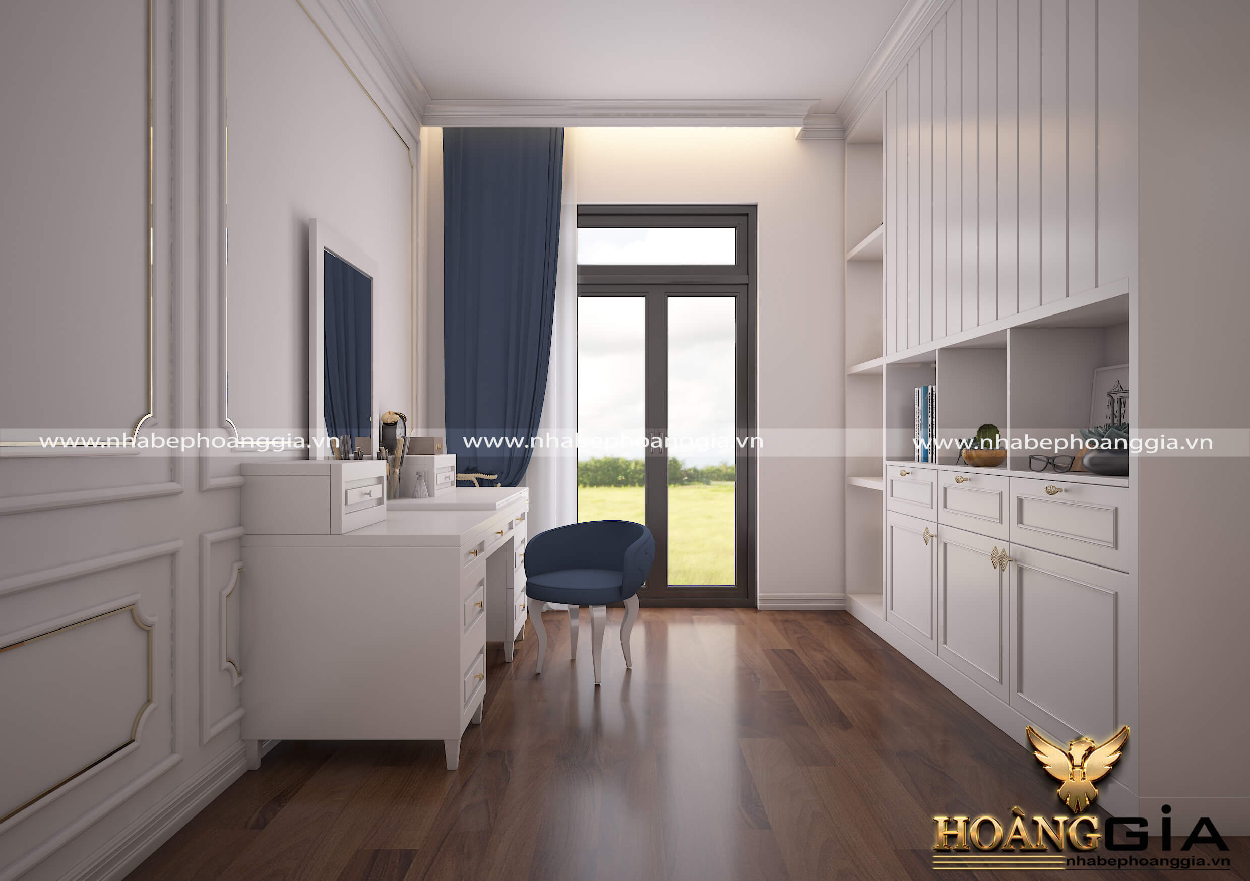 thiết kế nội thất phòng ngủ tân cổ điển