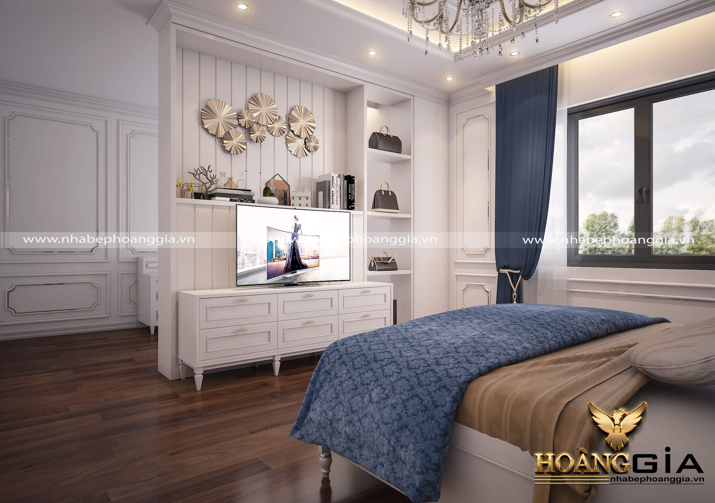 thiết kế nội thất phòng ngủ tân cổ điển