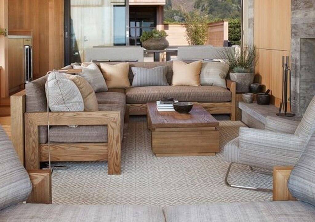 mẫu sofa gỗ phòng khách đẹp 2019