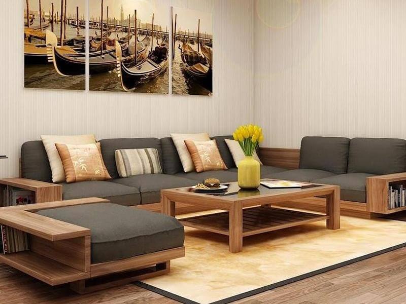 mẫu sofa gỗ phòng khách đẹp 2019
