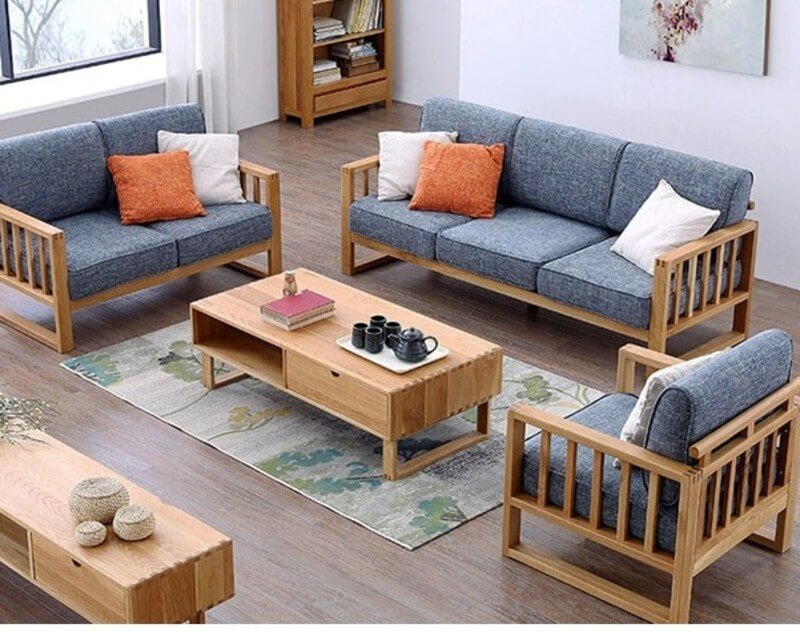 mẫu sofa gỗ phòng khách đẹp 2019