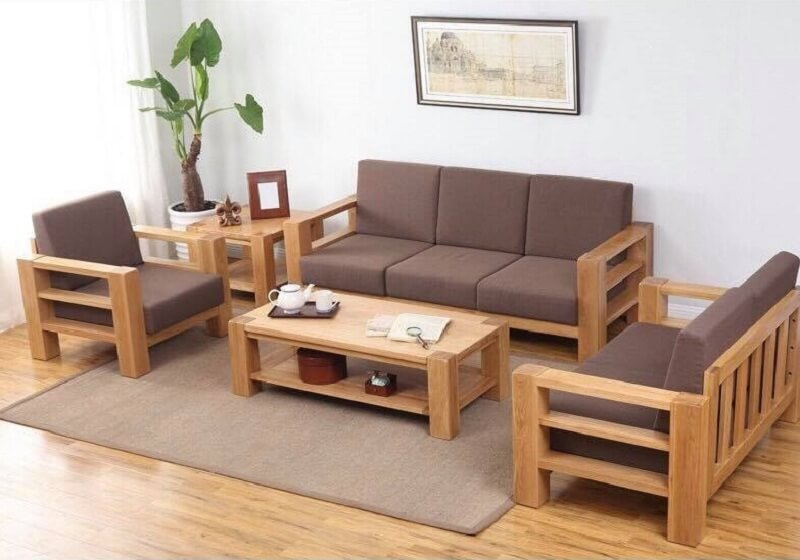 mẫu sofa gỗ phòng khách đẹp 2019