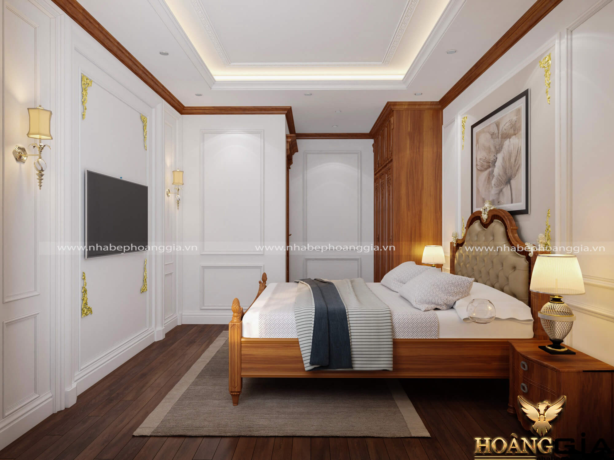 thiết kế nội thất phòng ngủ tân cổ điển