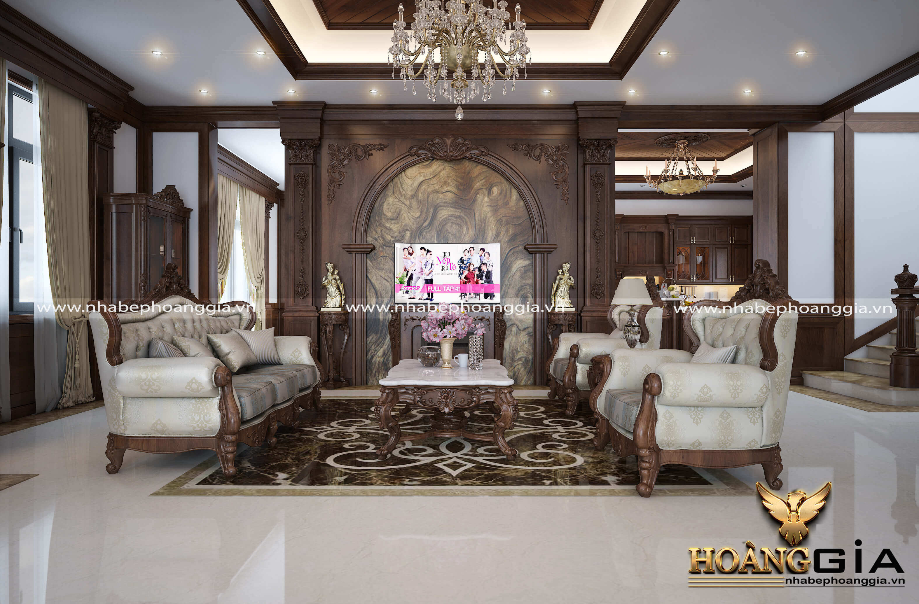 ưu nhược điểm của nội thất phòng khách tân cổ điển