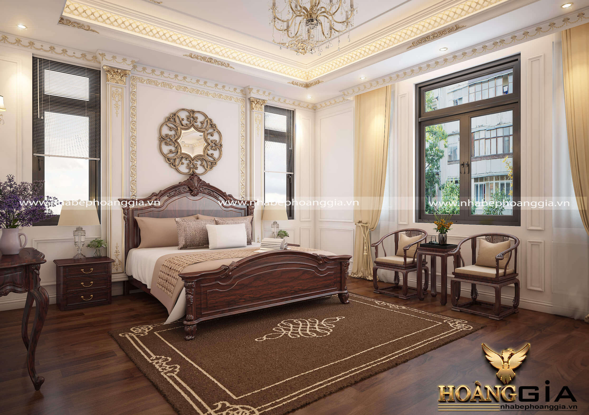 thiết kế nội thất phòng ngủ tân cổ điển
