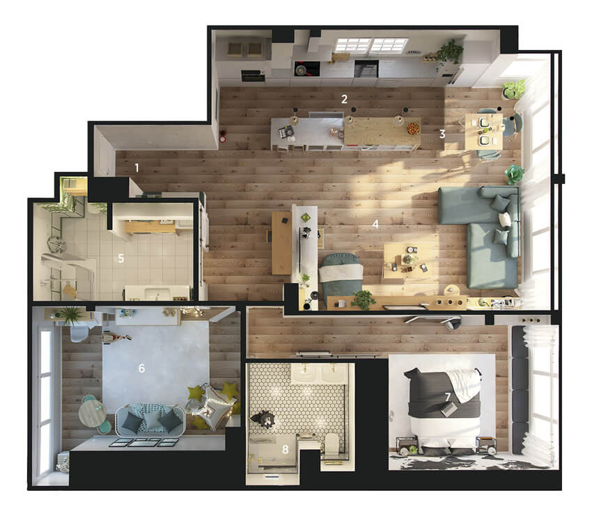 mẫu thiết kế căn hộ phong cách Scandinavian