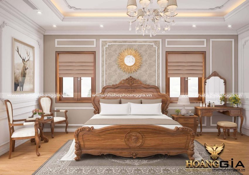 mẫu giường ngủ gỗ gõ đỏ cao cấp đẹp nhất 2022