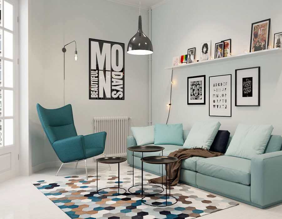 mẫu phòng khách đẹp phong cách Scandinavian