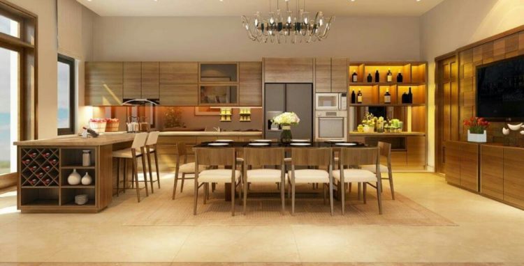 mẫu tủ bếp gỗ óc chó đẹp nhất 2022