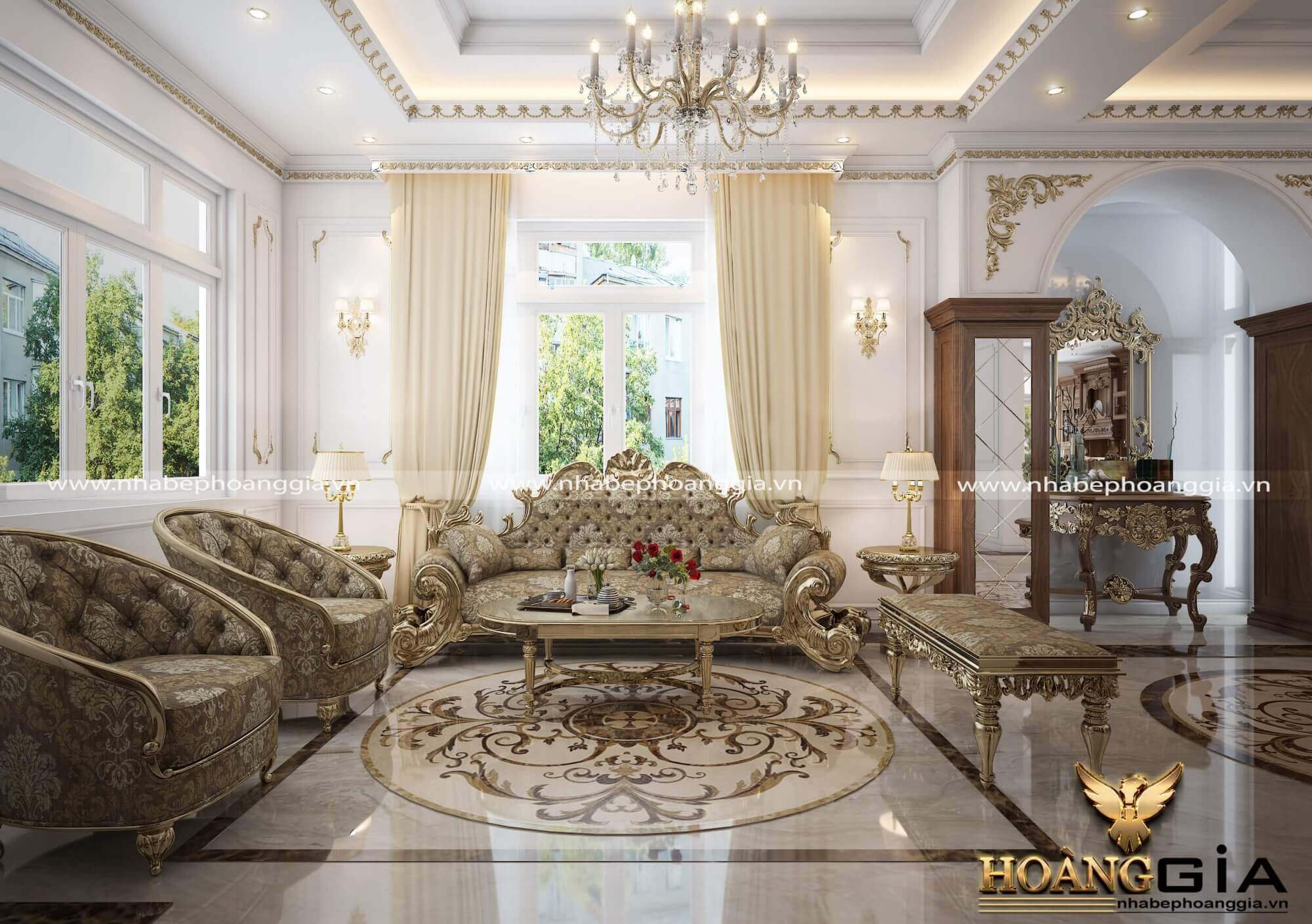 phòng khách đẹp cổ điển