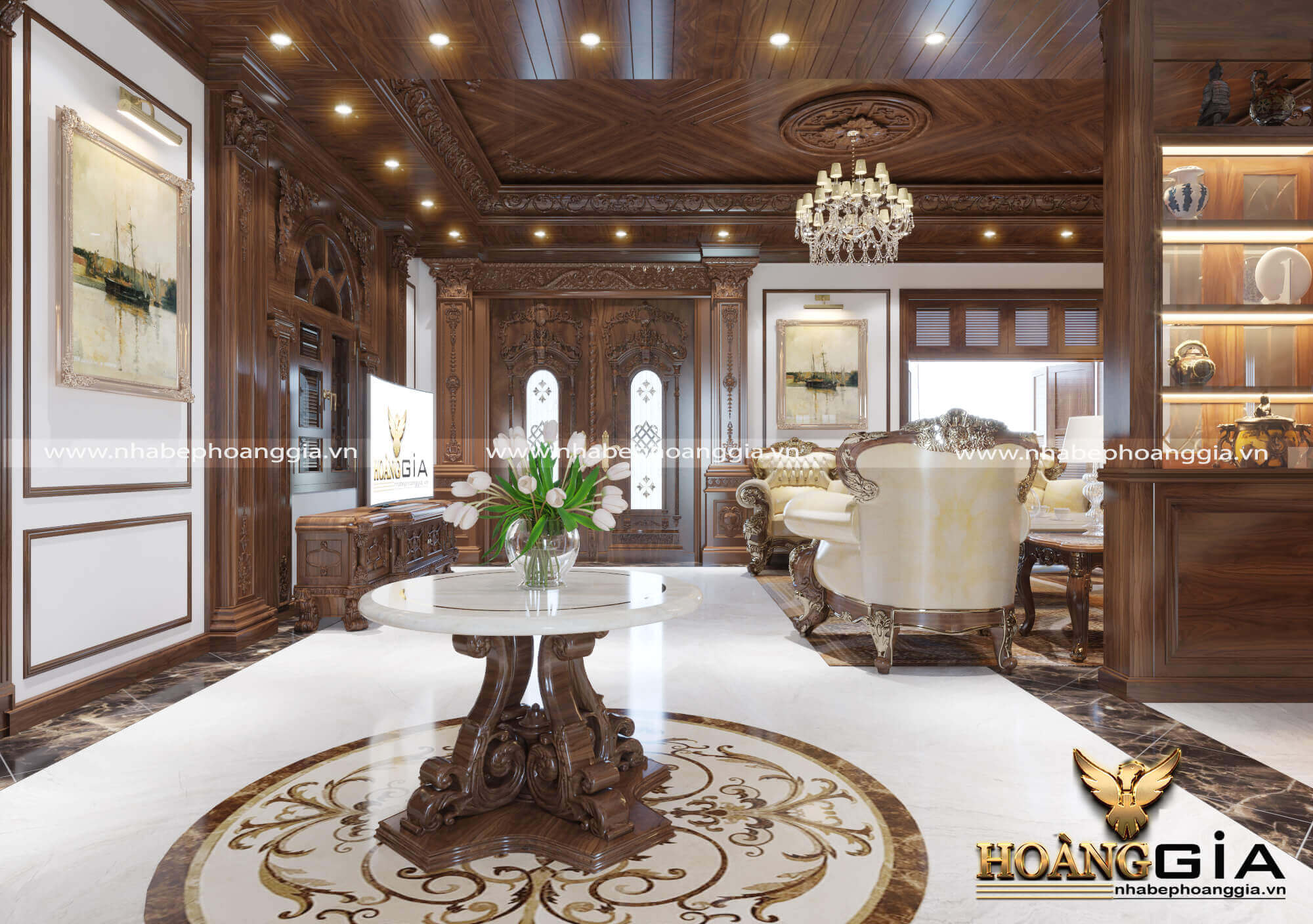 thiết kế nội thất tân cổ điển cho biệt thự song lập