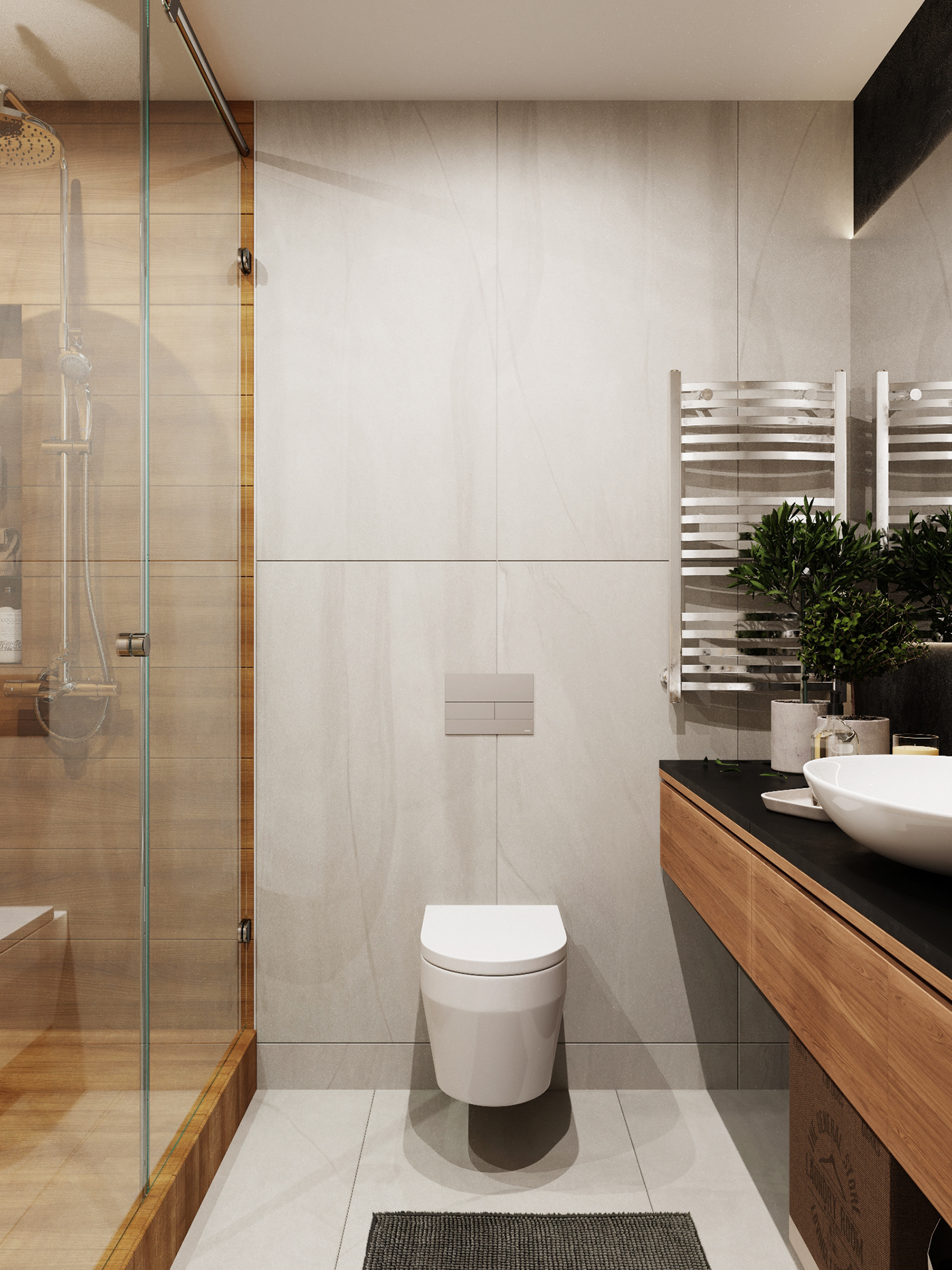 thiết kế căn hộ chung cư 2 phòng ngủ