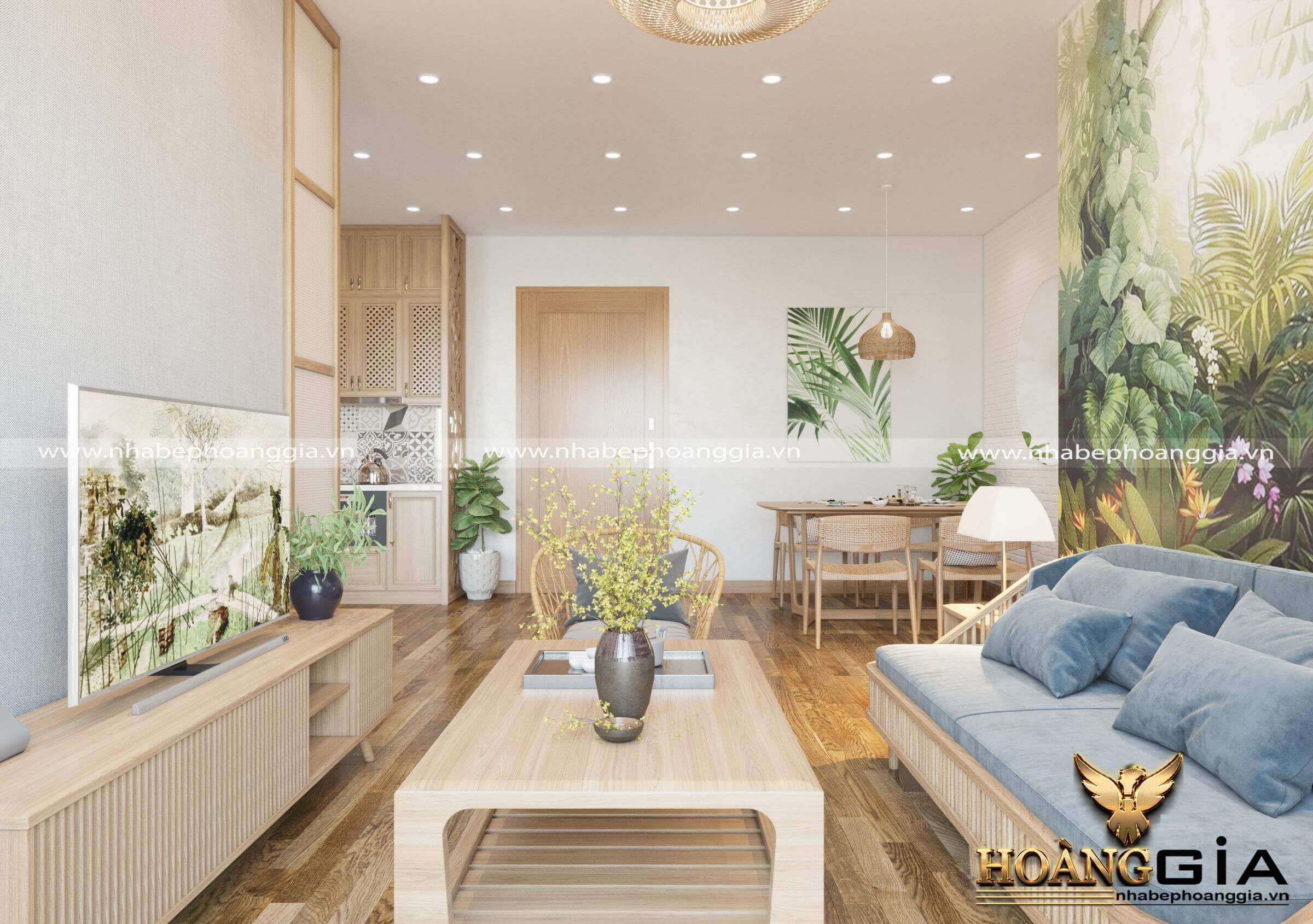 mẫu sofa gỗ cho phòng khách nhỏ