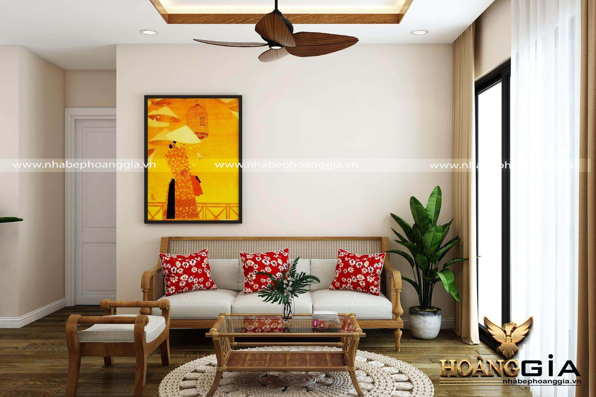 mẫu sofa gỗ cho phòng khách nhỏ