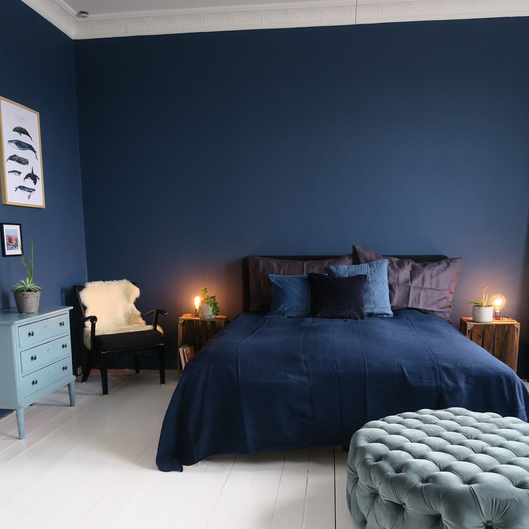 phòng ngủ màu xanh navy đẹp