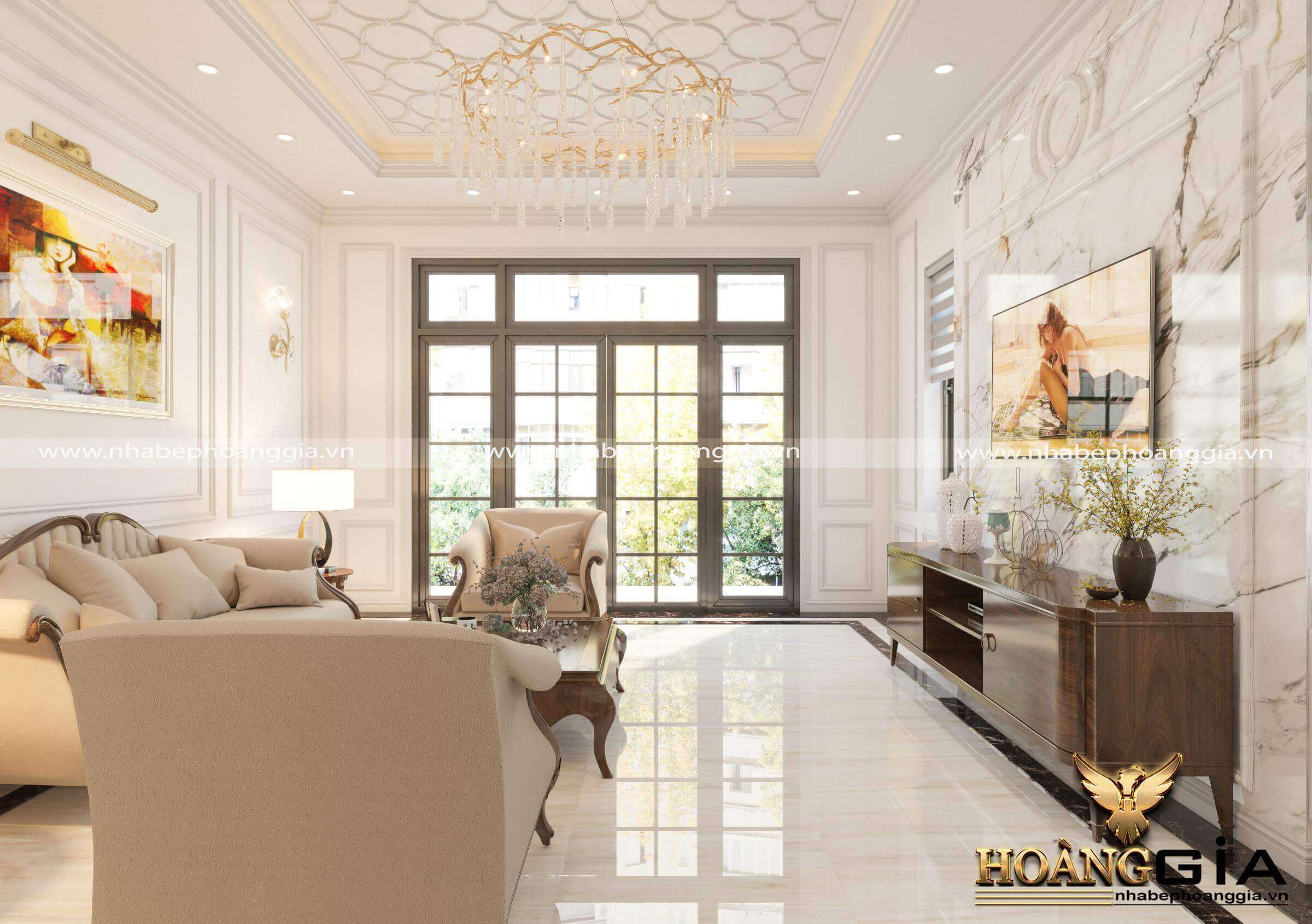 thiết kế nội thất nhà phố tân cổ điển