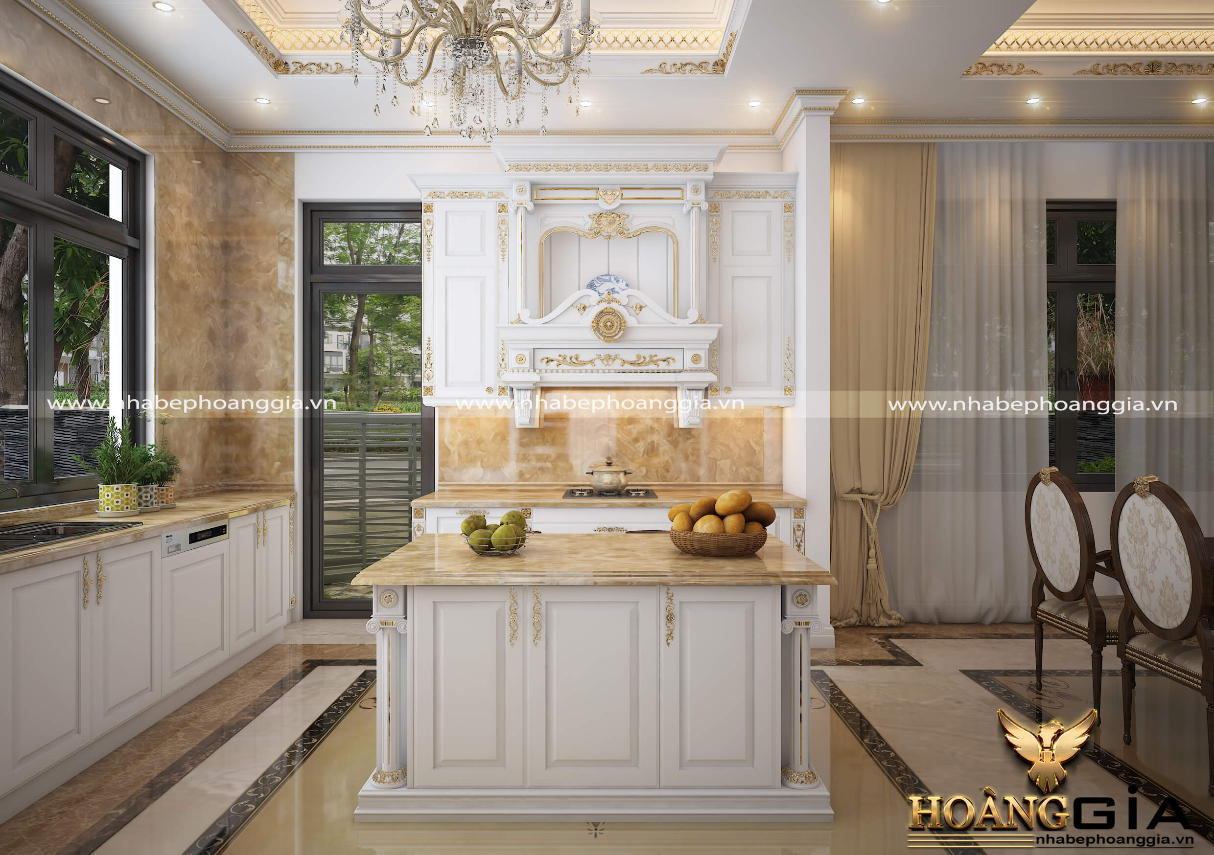 thiết kế tủ bếp tân cổ điển