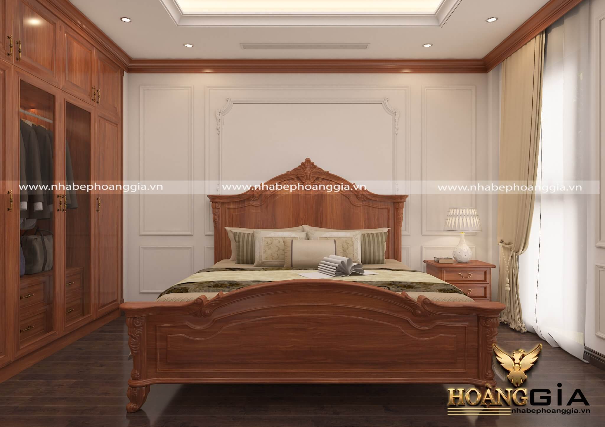 Mẫu thiết kế phòng ngủ gỗ tự nhiên phong cách tân cổ điển lịch lãm ...