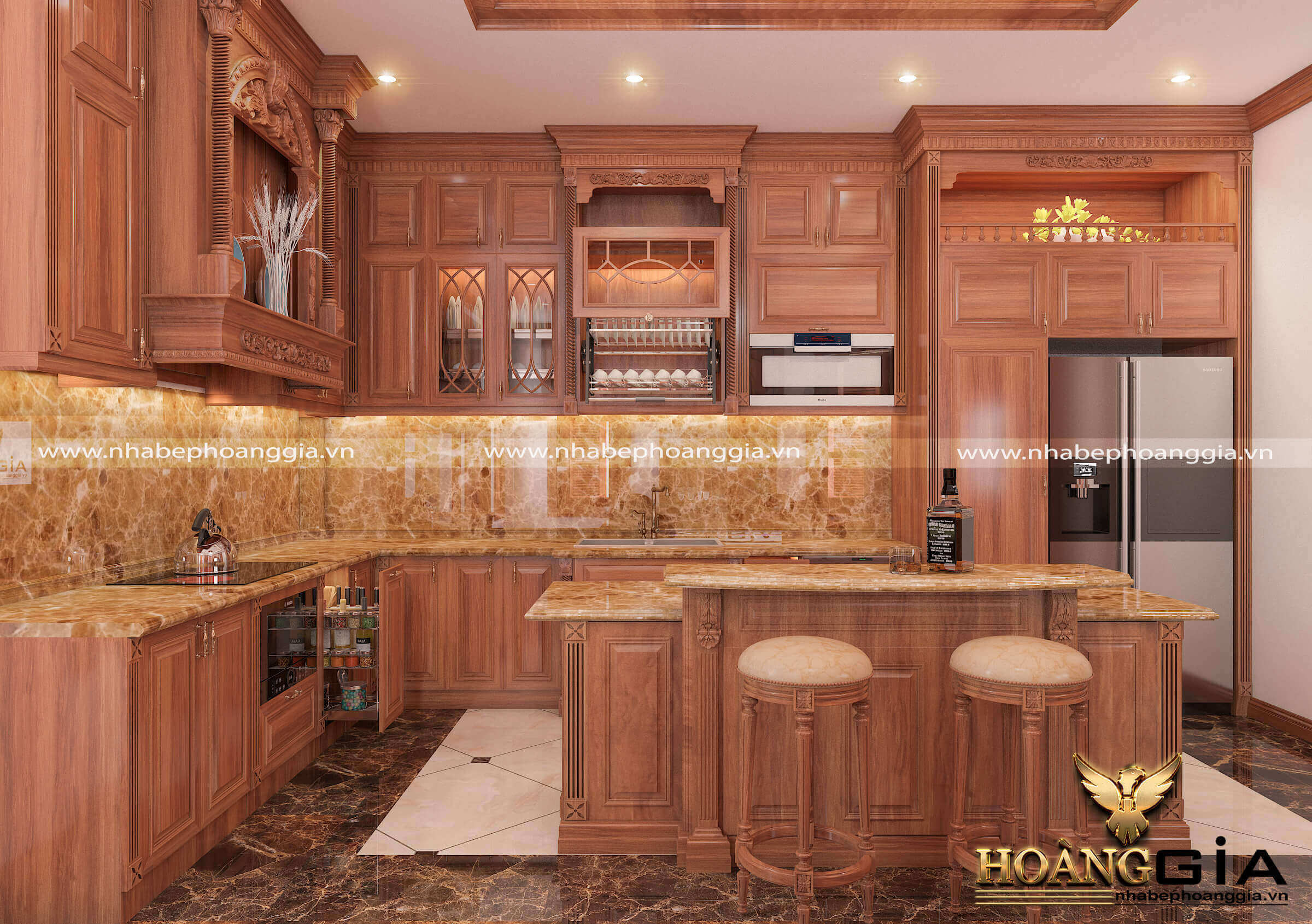 tại sao giá thành tủ bếp gỗ gõ đỏ luôn cao