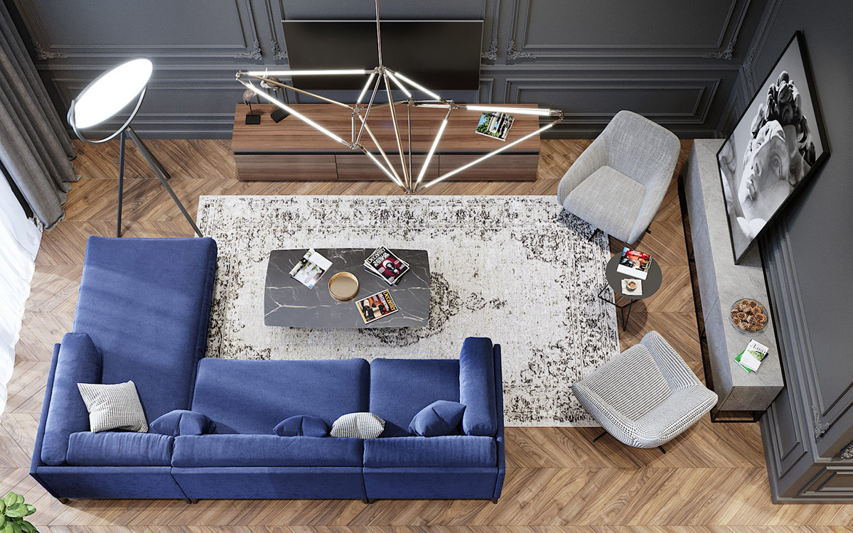 thiết kế căn hộ tân cổ điển 80m2