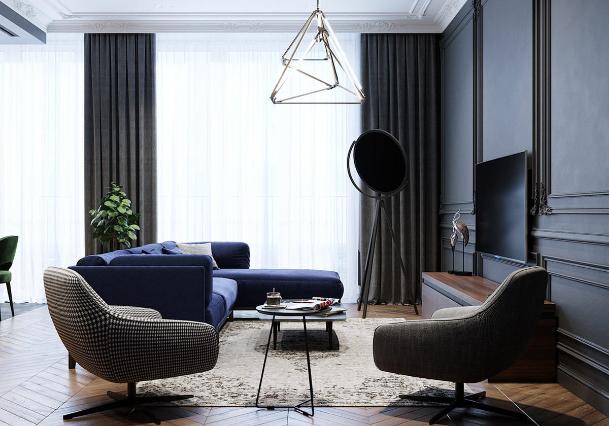 thiết kế căn hộ tân cổ điển 80m2