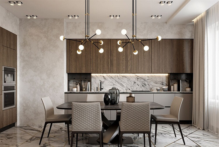 thiết kế tủ bếp âm tường