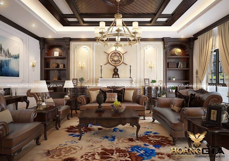 thiết kế phòng khách cho biệt thự tân cổ điển