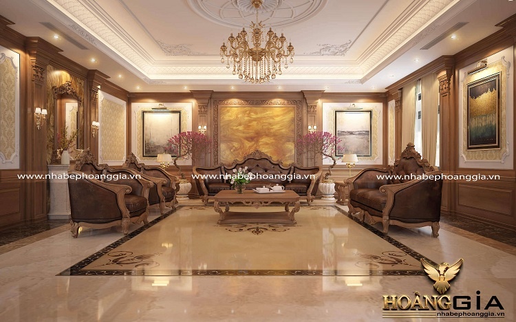 thiết kế phòng khách cho biệt thự tân cổ điển