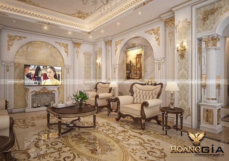 trang trí tường phòng khách tân cổ điển