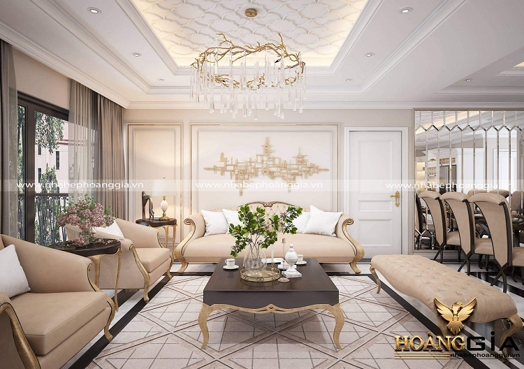 trang trí tường phòng khách tân cổ điển
