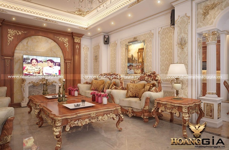 trang trí tường phòng khách tân cổ điển