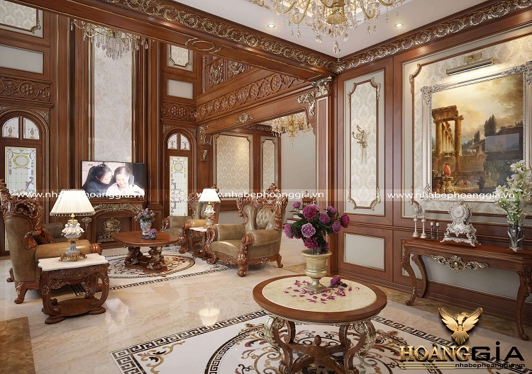 trang trí tường phòng khách tân cổ điển