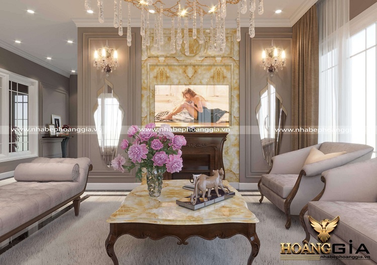 trang trí tường phòng khách tân cổ điển