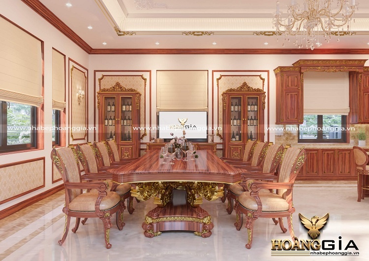 bộ bàn ghế ăn 8 ghế tân cổ điển