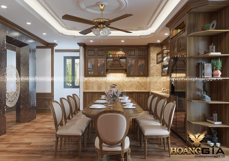 tủ bếp kết hợp với bàn ăn