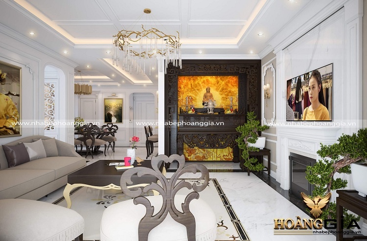 bố trí phòng thờ nhà ống