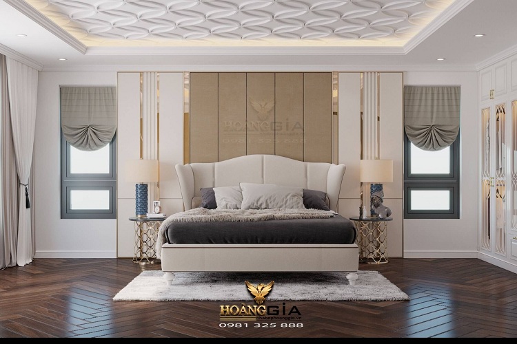 mẫu giường tân cổ điển bọc nỉ