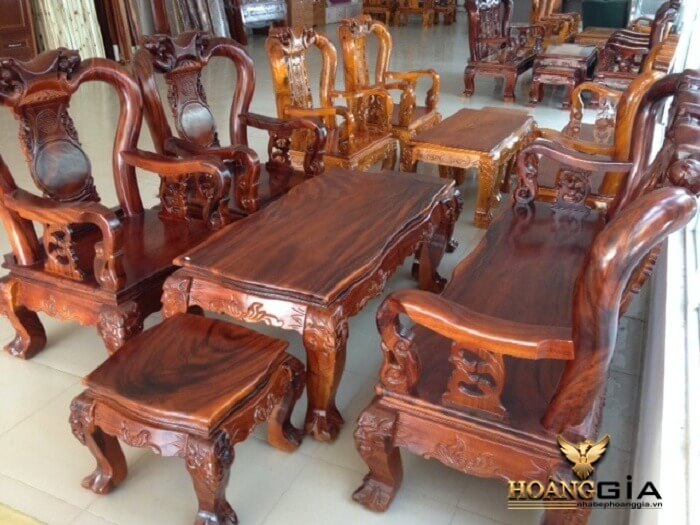 mẫu bàn ghế phòng khách gỗ hương