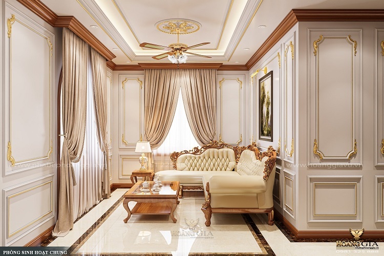 thiết kế phòng sinh hoạt chung tân cổ điển