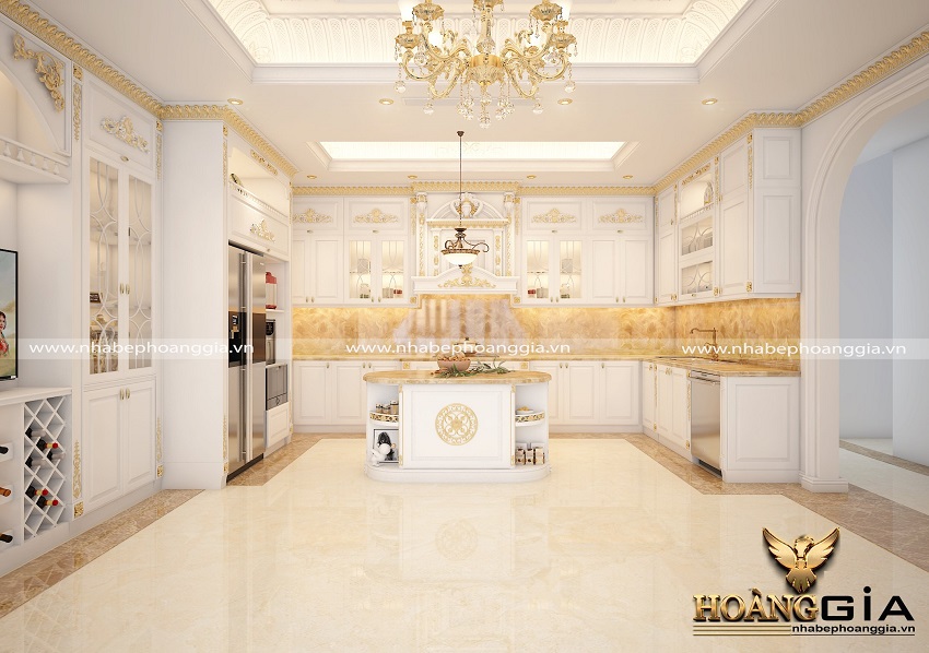 Mẫu tủ bếp đẹp 2024 sơn trắng