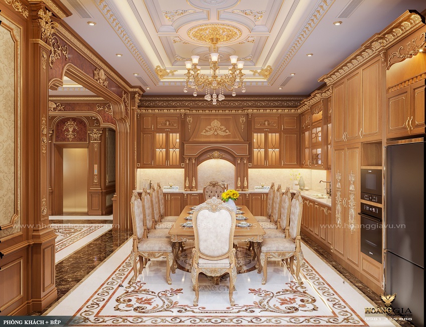 Mẫu tủ bếp đẹp 2024 kiểu dáng tân cổ điển