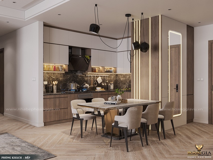 Mẫu thiết kế phòng bếp chung cư hiện đại