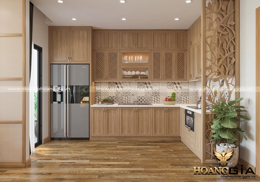 Mẫu thiết kế phòng bếp chung cư kiểu dáng truyền thống