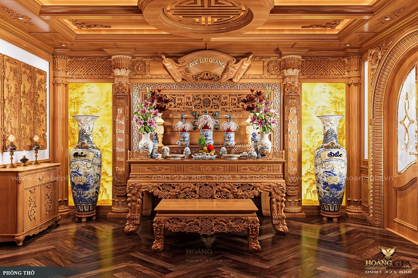 Chọn kiểu dáng nội thất phòng thờ đẹp cổ điển