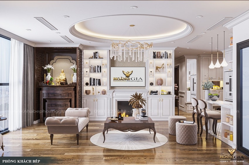 Mẫu bàn thờ nhà chung cư tân cổ điển